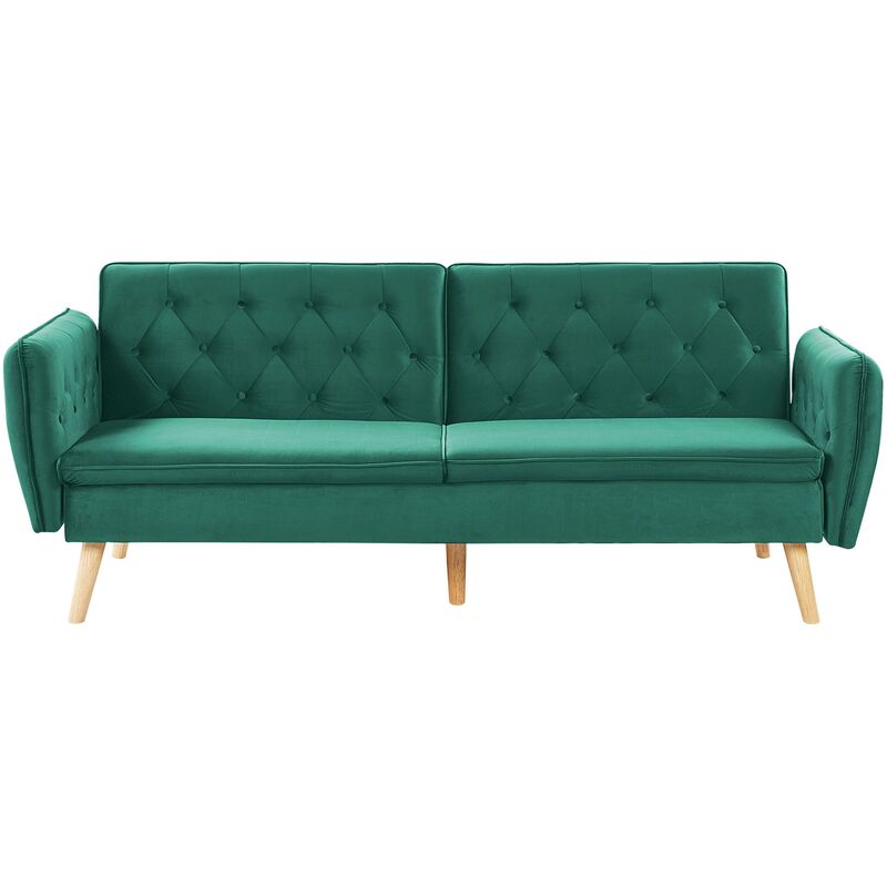 

Beliani - Sofá cama de terciopelo verde oscuro BARDU