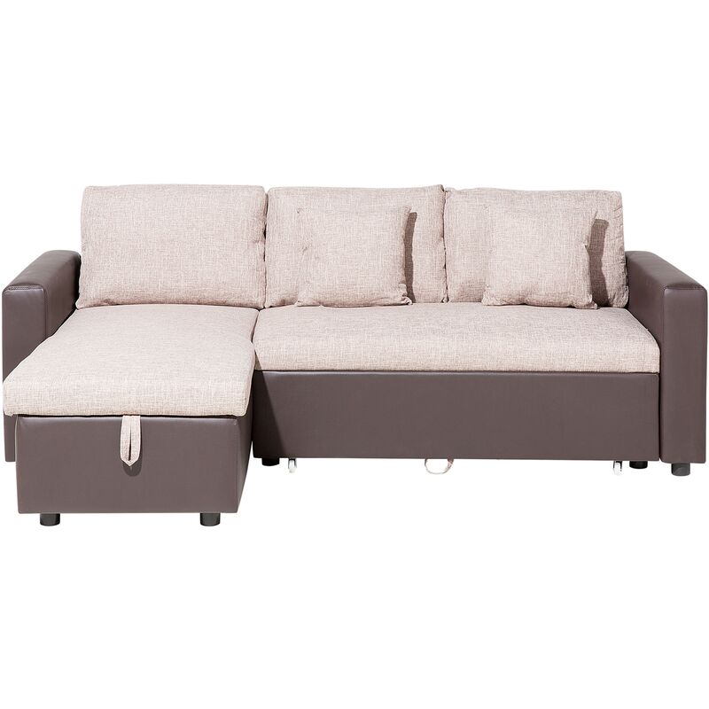 

Sofá cama esquinero beige marrón, versión derecha TAMPERE