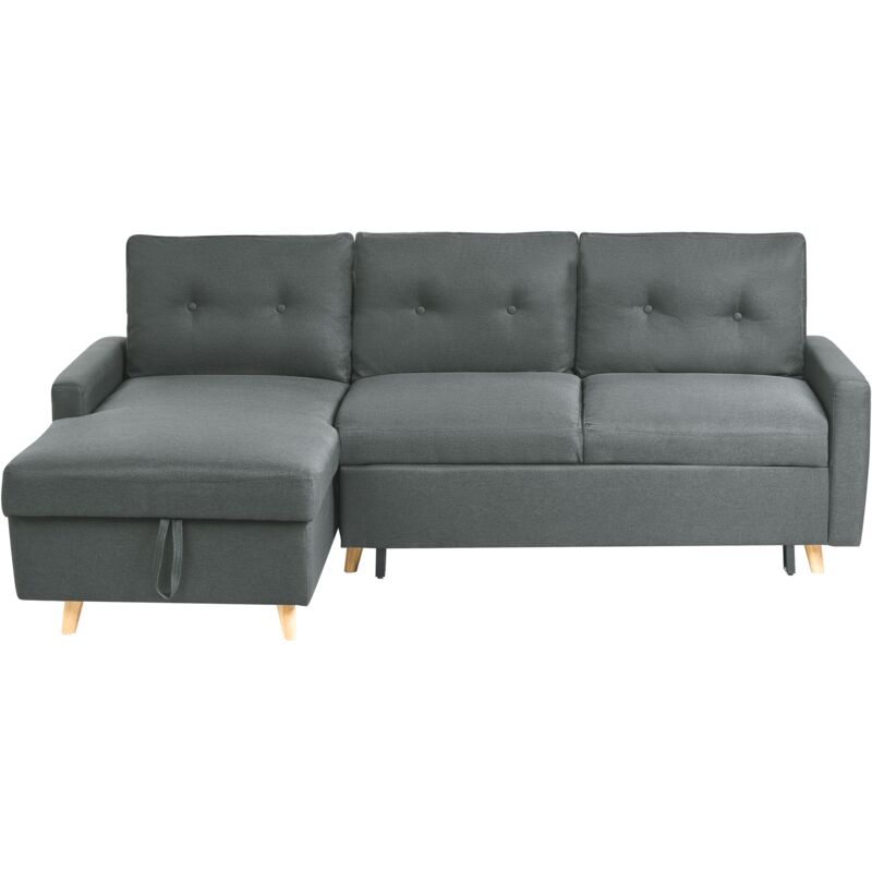

Sofá cama esquinero gris oscuro con almacenaje derecho FLAKK
