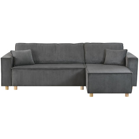 Sofá cama esquinero de 4 plazas de pana gris COSY