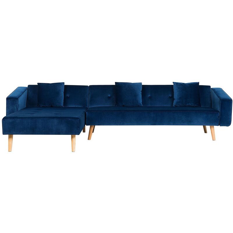 

Sofá cama esquinero de terciopelo azul derecho VADSO