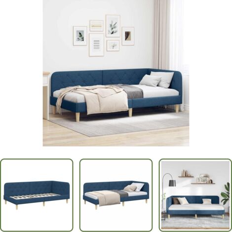 Sofá cama -  Estructura de cama en esquina Azul 90 x 190 cm tela