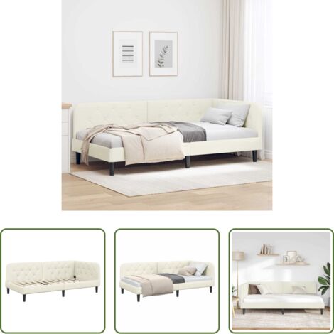 Sofá cama -  Estructura de cama en esquina Crema 90 x 200 cm Terciopelo