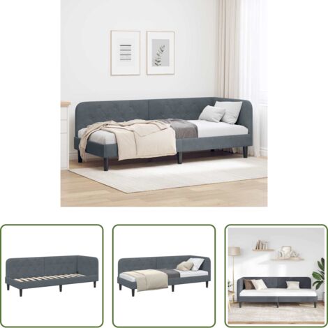 Sofá cama -  Estructura de cama en esquina Gris oscuro 80 x 200 cm