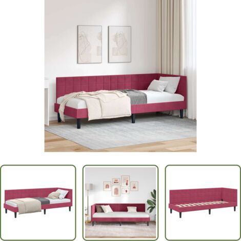 Sofá cama -  Estructura de cama en esquina Rojo vino 80 cm x 200 cm