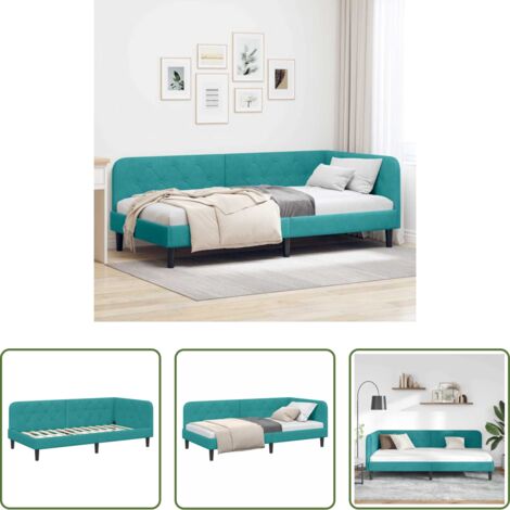 Sofá cama -  Estructura de cama en esquina Tuquesa 90 x 200 cm Terciopelo