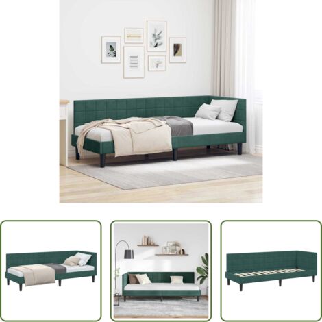 Sofá cama -  Estructura de cama en esquina Verde oscuro 80 cm x 200 cm