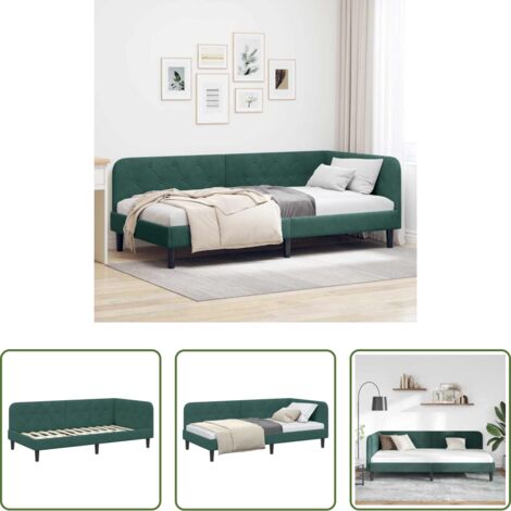 Sofá cama -  Estructura de cama en esquina Verde oscuro 90 x 190 cm