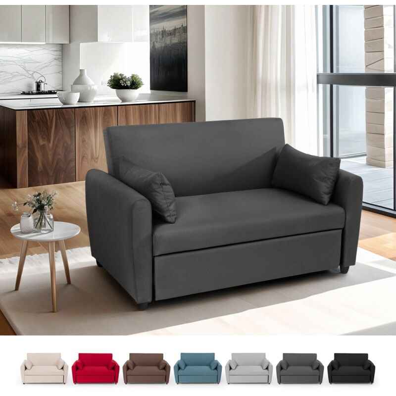 

Sofá cama extraíble de 2 plazas diseño moderno en tejido PORTO RICO | Gris Oscuro