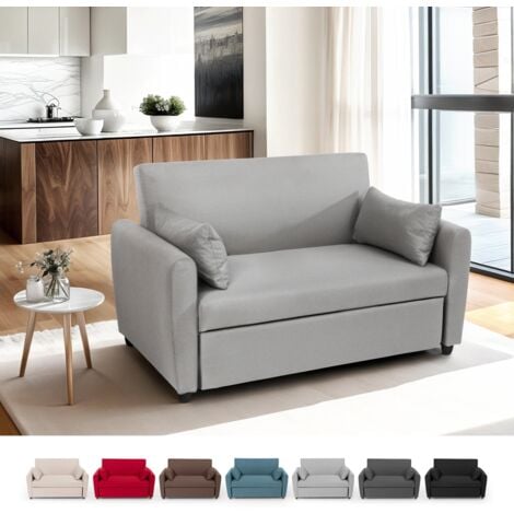 Sofá cama extraíble de 2 plazas diseño moderno en tejido PORTO RICO - Gris