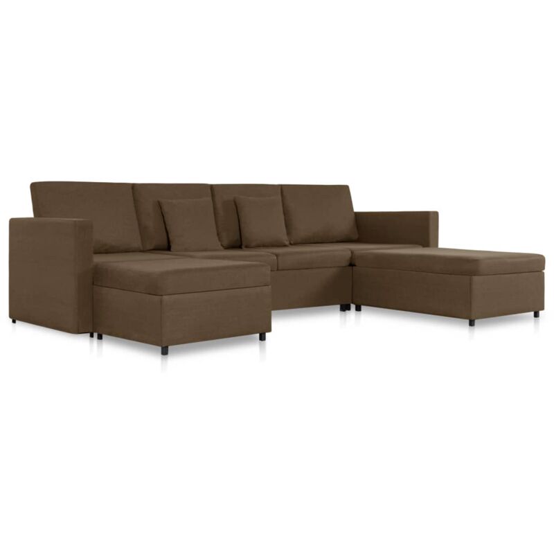 

Sofá Cama Extraíble de 4 Plazas Tela Marrón - Marrón - Vidaxl