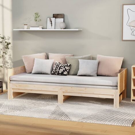 Sofá cama extraíble madera maciza de pino 2x(80x200) cm