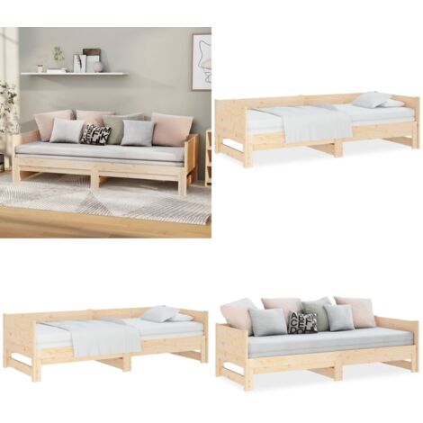 Sofá cama extraíble madera maciza de pino 2x(80x200) cm - Sofá cama extraíble - Sofá cama de madera