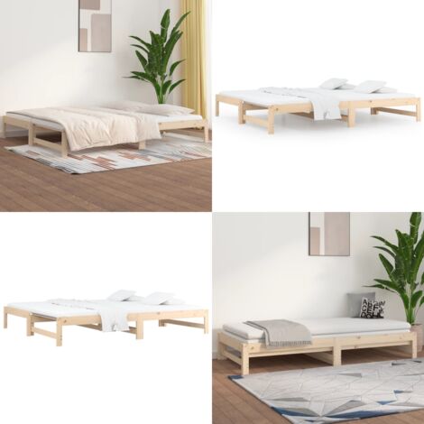 Sofá cama extraíble madera maciza de pino 2x(90x190) cm - Cama de madera - Sofá cama extraíble