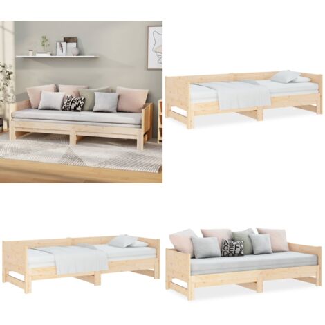 Sofá cama extraíble madera maciza de pino 2x(90x190) cm - Sofá cama extraíble - Sofá cama de madera