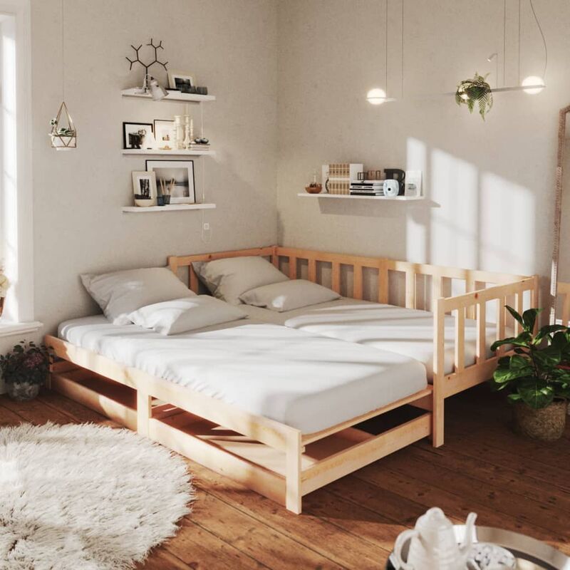 

Sofá cama extraíble madera maciza de pino 2x(90x200) cm