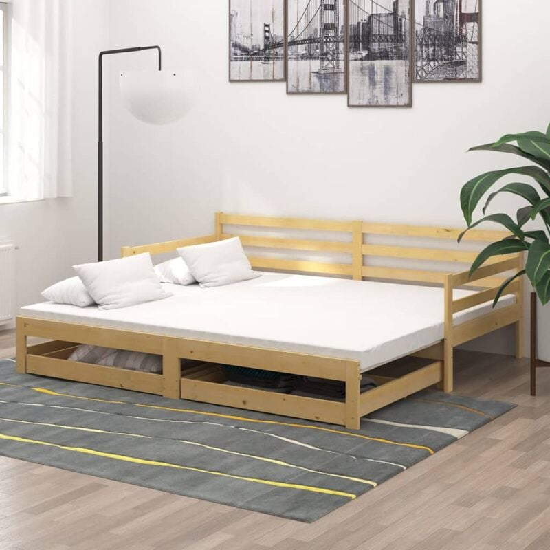 

Sofá cama extraíble madera maciza de pino 2x(90x200) cm