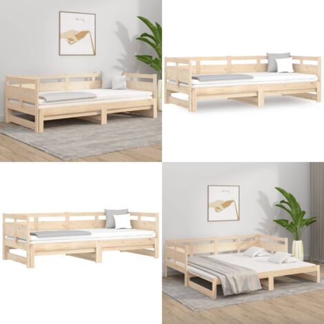 Sofá cama extraíble madera maciza de pino 2x(90x200) cm - Sofá cama extraíble - Sofá cama de madera