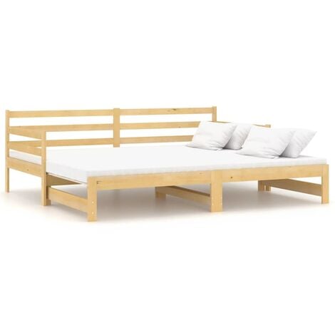 Sofá cama extraíble madera maciza de pino 2x(90x200) cm Multicolor