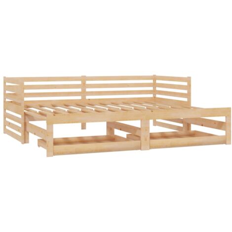 Sofá cama extraíble madera maciza pino miel 2x(90x200)cm Multicolor