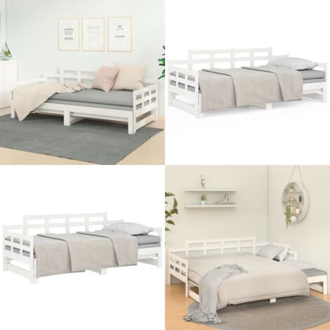 Sofá cama extraíble madera maciza de pino blanco 2x(80x200) cm - Sofá cama de madera - Sofá cama extraíble
