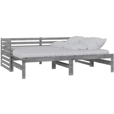 Sofá cama extraíble madera maciza de pino gris 2x(90x200) cm