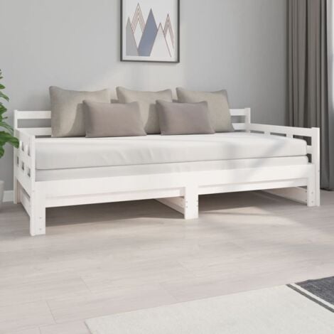 Sofá cama extraíble Moderno Cama para adulto madera maciza de pino blanco 2x(90x200) cm ES12923A