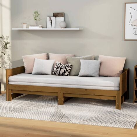 Sofá cama extraíble Moderno Cama para adulto madera maciza marrón miel 2x(80x200) cm ES79902A