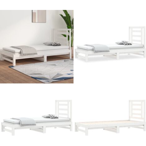 Sofá cama extraíble sin colchón blanco 2x(90x190) cm - Sofá cama de madera - Sofá cama extraíble