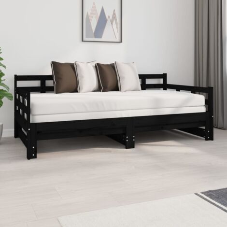 Sofá cama extraíble sin colchón negro 2x(90x190) cm vidaXL