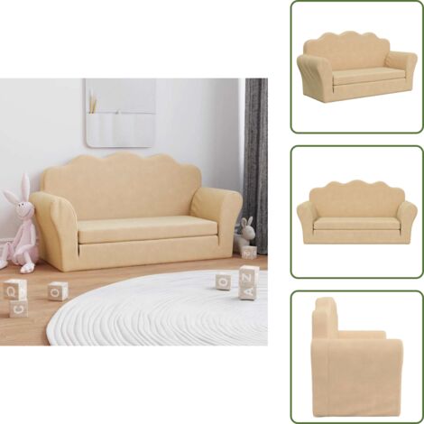 Sofá cama felpa - vidaXL Sofá cama de niños 2 plazas felpa suave crema - Sofá cama suave
