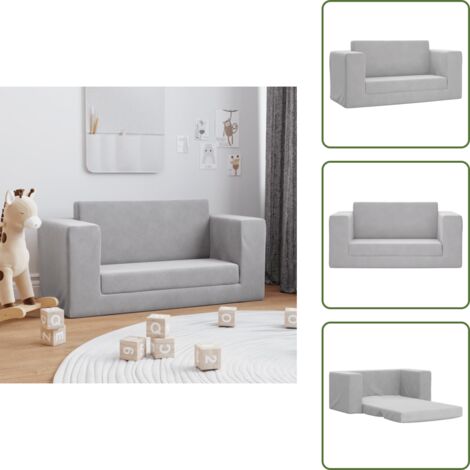 Sofá cama felpa - vidaXL Sofá cama de niños 2 plazas felpa suave gris claro - Sofá cama suave