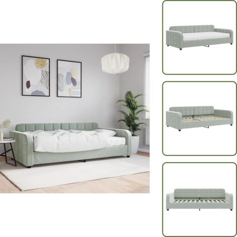 Sofá cama gris claro - vidaXL Sofá cama con colchón terciopelo gris claro 100x200 cm - Sofá cama 2 en 1