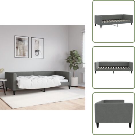 Sofá cama gris oscuro - vidaXL Sofá cama sin colchón tela gris oscuro 90x200 cm - Sofá cama con espuma