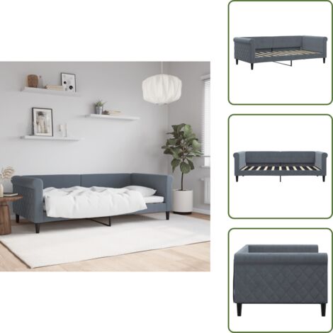 Sofá cama gris oscuro - vidaXL Sofá cama terciopelo gris oscuro 90x190 cm - Sofá cama moderno