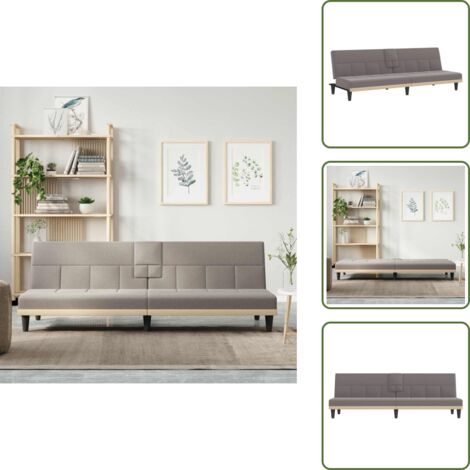 Sofá cama gris - vidaXL Sofá cama con portavasos tela gris taupé - Sofá cama con USB
