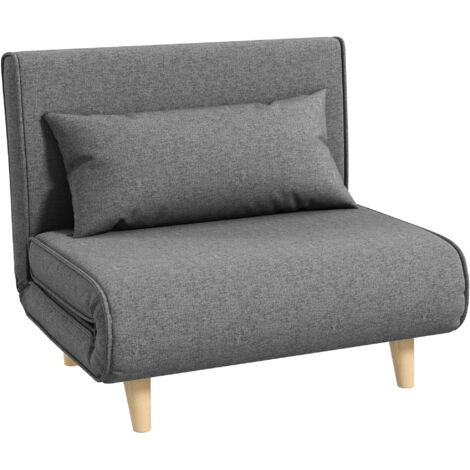 Sofá cama individual gris, plegable y con respaldo ajustable, ideal para relajarse en casa y en la oficina (95 x 95 x 80 cm).
