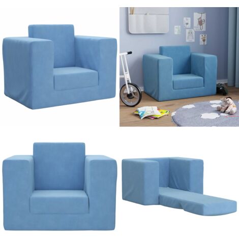Sofá cama infantil felpa suave azul - Sofá infantil azul - Sofá cama felpa suave