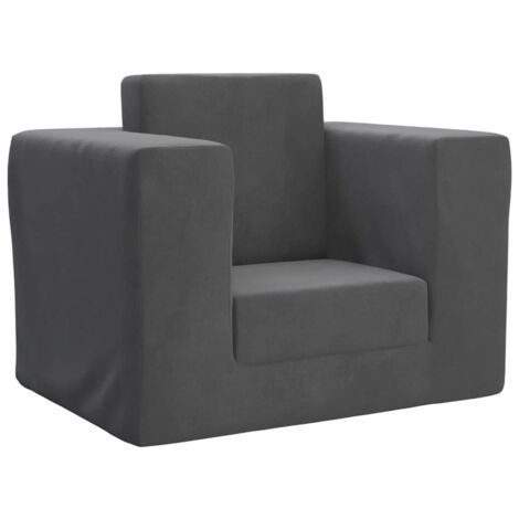 Sofá cama infantil felpa suave gris antracita