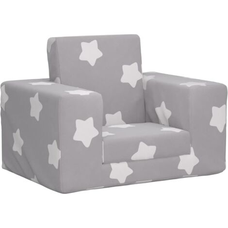 Sofá cama infantil felpa suave gris claro con estrellas
