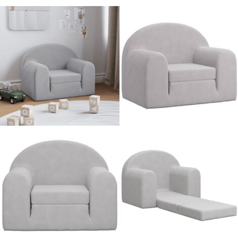 Sofá cama infantil felpa suave gris claro - Sofá cama para niños - Sofá cama suave