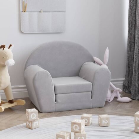 Sofá cama infantil felpa suave gris claro vidaXL