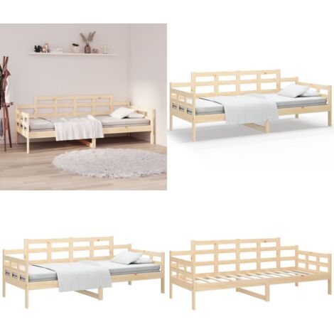 Sofá cama madera maciza de pino 80x200 cm - Sofá cama - Cama de huéspedes