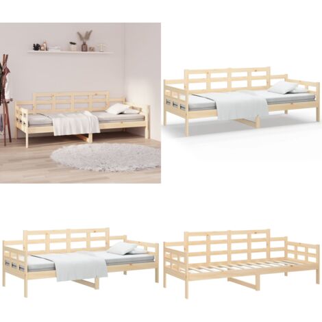 Sofá cama madera maciza de pino 90x190 cm - Sofá de madera - Cama de huéspedes