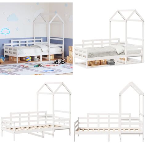 Sofá cama madera maciza de pino blanco 80x200 cm - Cama de madera - Sofá cama de pino