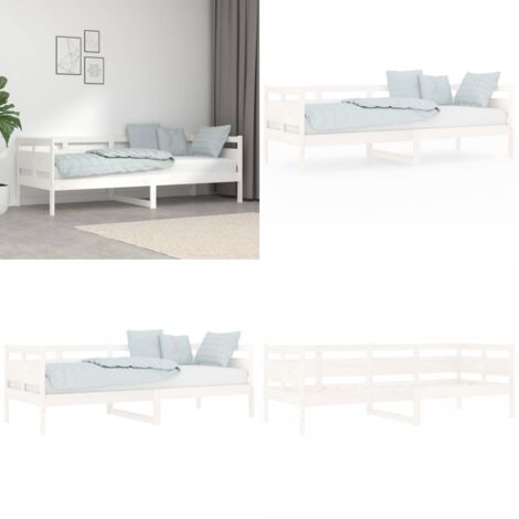 Sofá cama madera maciza de pino blanco 80x200 cm - Sofá de madera - Cama de huéspedes