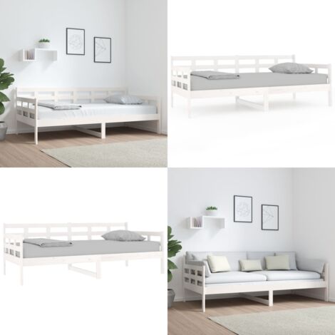 Sofá cama madera maciza de pino blanco 90x190 cm - Madera de pino - Cama de madera