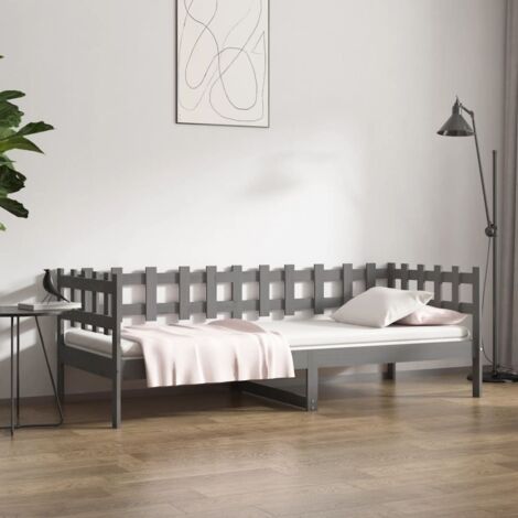 Sofá cama madera maciza de pino gris 90x200 cm vidaXL
