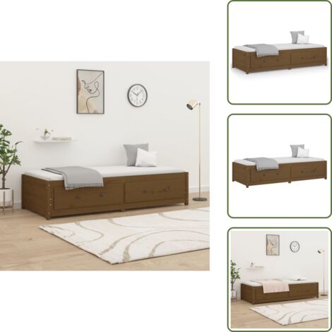 Sofá cama madera maciza - vidaXL Sofá cama madera maciza de pino marrón miel 90x200 cm - Sofá cama madera pino