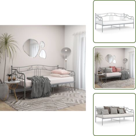 Sofá cama metal - vidaXL Estructura de sofá cama sin colchón metal gris 90x200 cm - Cama sin colchón